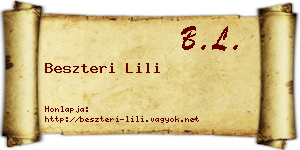 Beszteri Lili névjegykártya